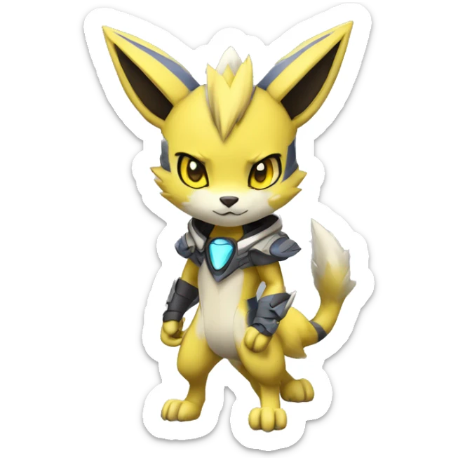 Anthro Cool Chibi Zeraora-Renamon-Pokémon Full Body Detailed High Quality sticker