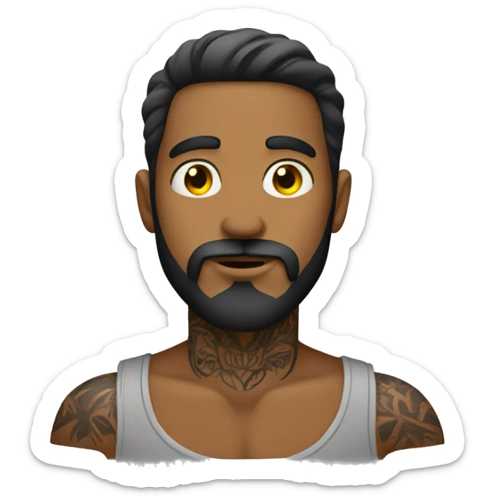 male with beard and tattoo sticker