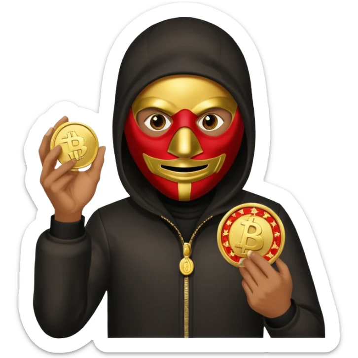 Robber emoji holding a 💰 wearing a mask that is made of robber suit without showing his hand the 💰 need to be in the left sticker