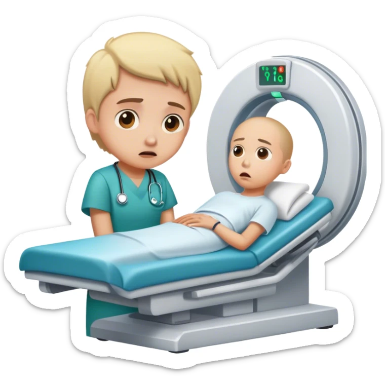 persona espantada esperando en el hospital sus resultados de tomografía.

 sticker