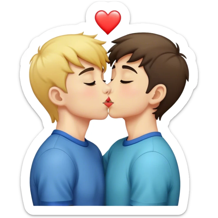 A gay 17 years old boy kissing another 16 years old boy a really passionate kiss sticker