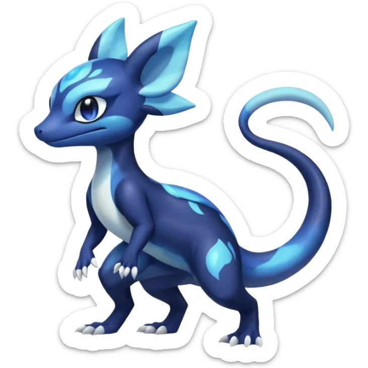 Shiny pastel Nebulae Salandit-Meowstic-Noibat-Fakémon-hybrid-creature (full body)  sticker