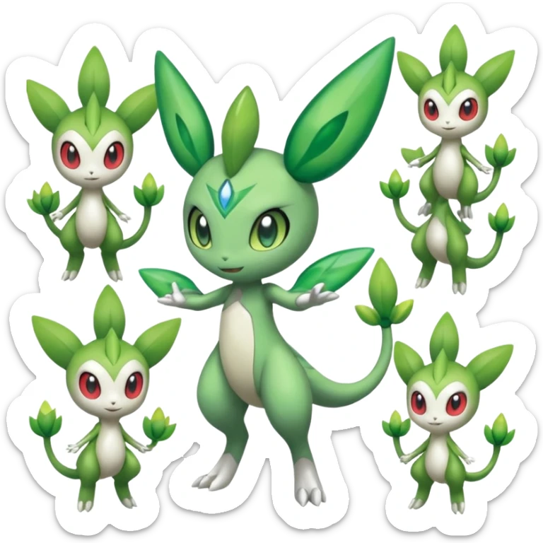 Meloetta-Celebi-Shaymin-Virizion-Zygarde-Electrike-Fakémon-fusion, full body sticker