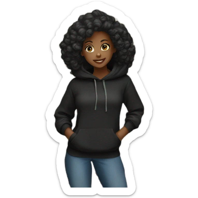 Black girl black hoodie  sticker