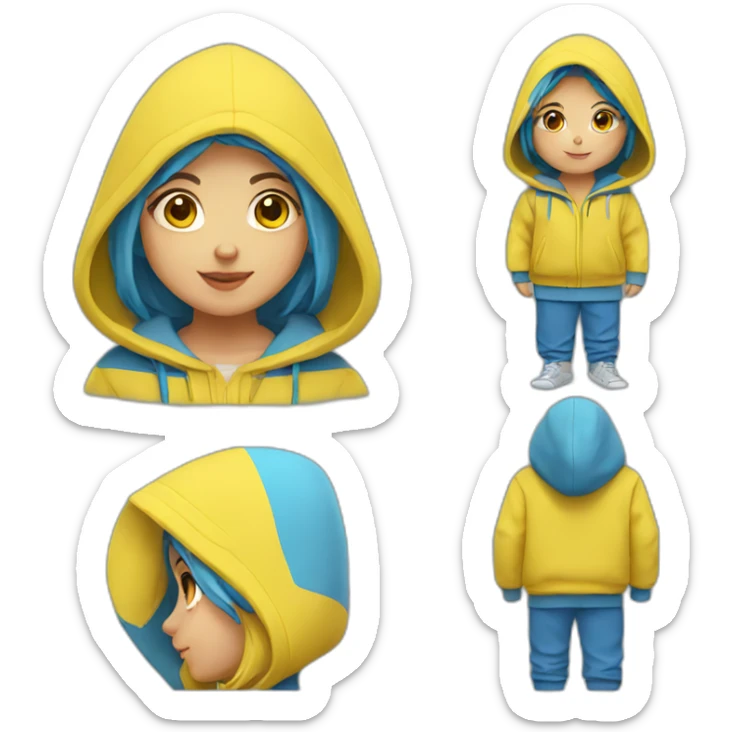 Ukrainian girl wearing the hoodie yellow and blue colors sticker