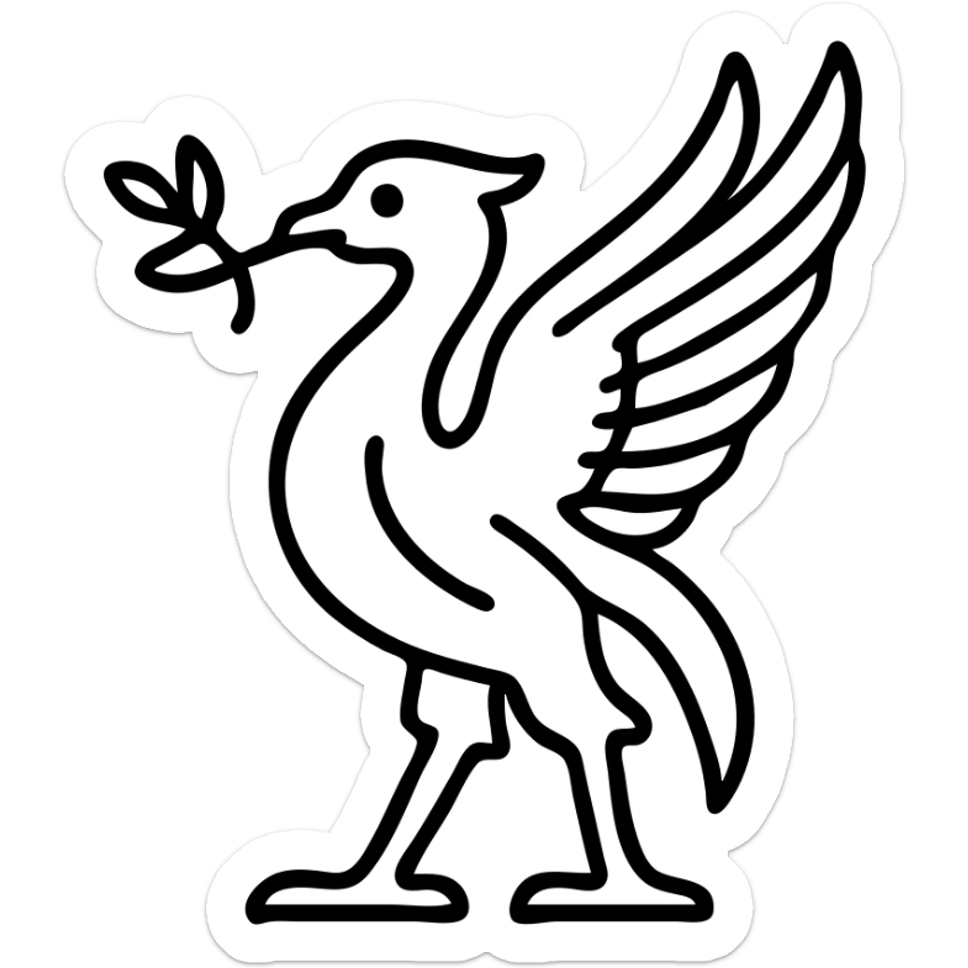 Liver bird, mythical bird symbol of Liverpool, cormorant-like bird with outstretched wings sticker