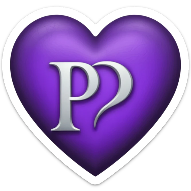 Can you make a dark purple heart with a white letter in the middle in a gothic style, the letter is P sticker