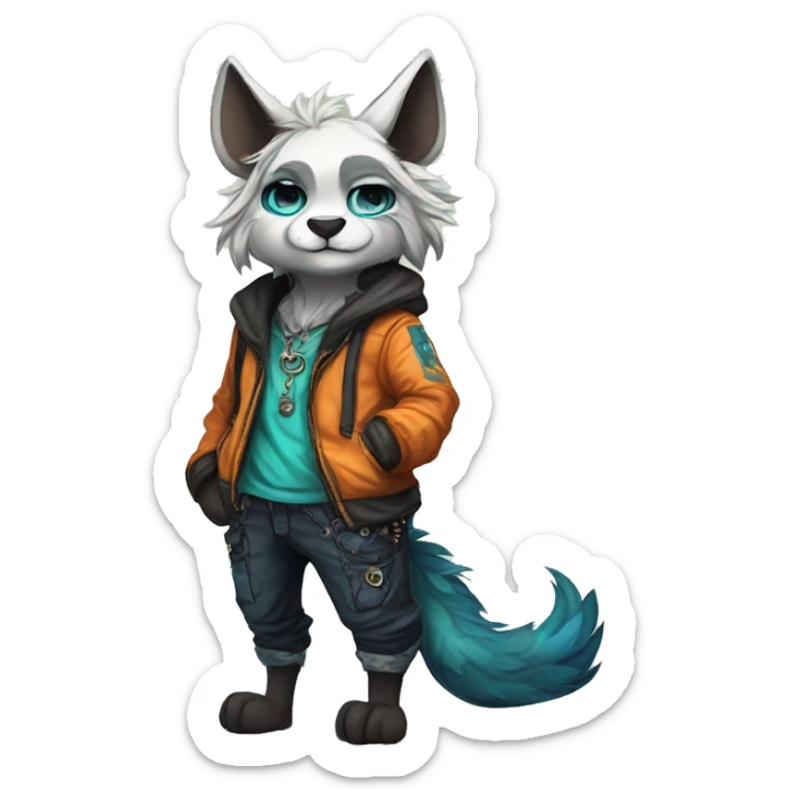 Cool cute Kawaii edgy colorful fantasy animal fursona by griffsnuff & LiLaiRa & Falvie full body sticker