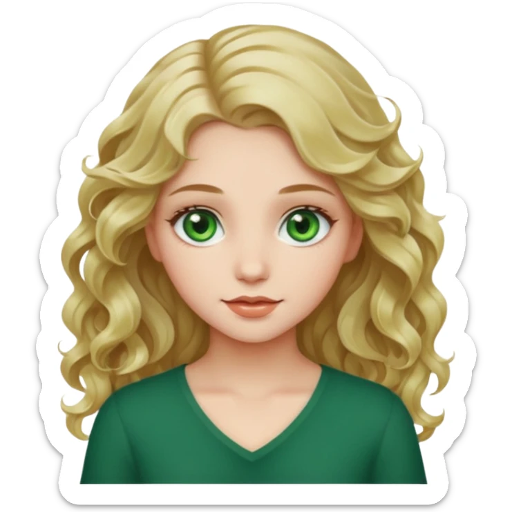 Pretty girl with wavy fair hair and green eyes abd white skin sticker