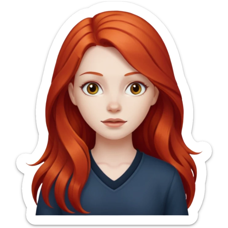 white girl with long red hair sticker