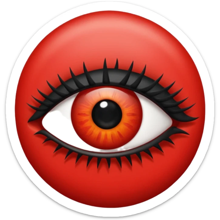 Quiero que mi emoji sea en ojo  👁 que sea de color negro total mete pero que el margen sea rojo con pestañas sticker