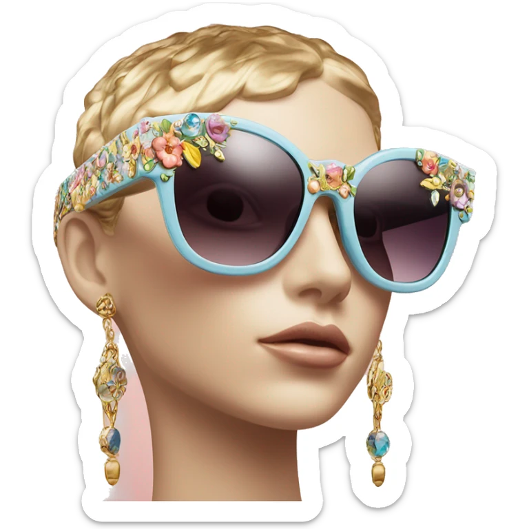 Dolce and Gabbana sunglasses with colourful pastel ornament and golden detais  sticker