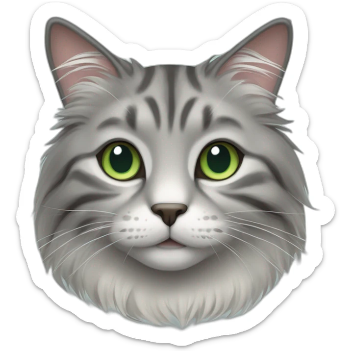 gray-blue-furred-green-eyed-happy-norwegian-forest-cat sticker