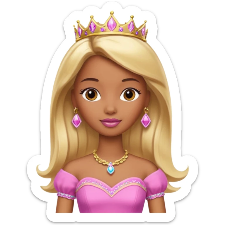 Brown skin blonde hair barbie princess  sticker