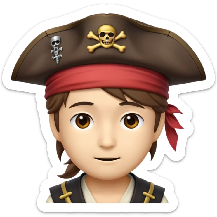 please generate an emoji of Fusatarou Oosawa from golden kamuy wearing a pirate hat sticker