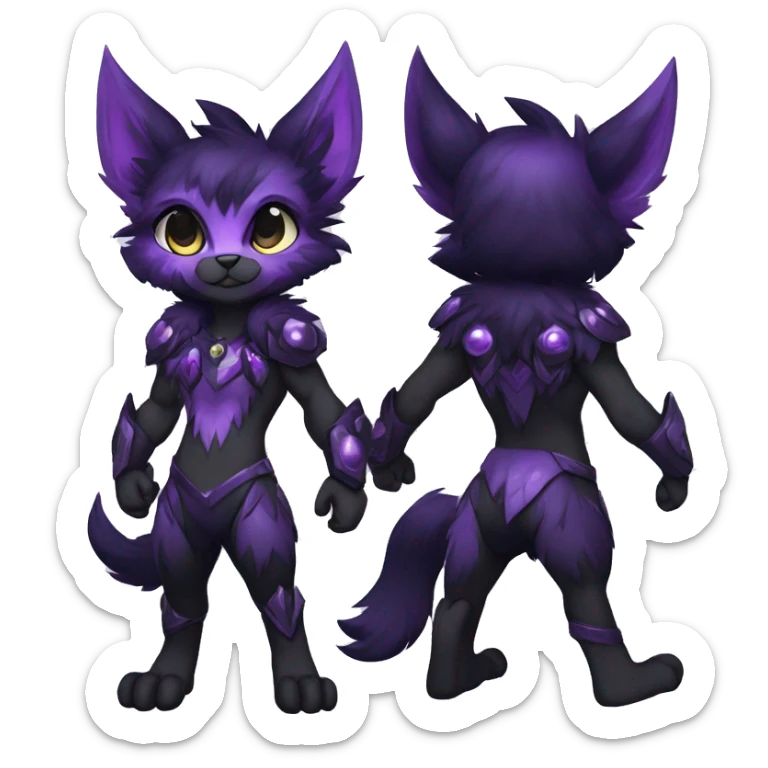 Anthro-Edgy-Cool-Black-Purple-Contrast-Colors-Fantasy-Fur-Sona-Chibi-Shiny-Fakémon-Hybrid full body sticker