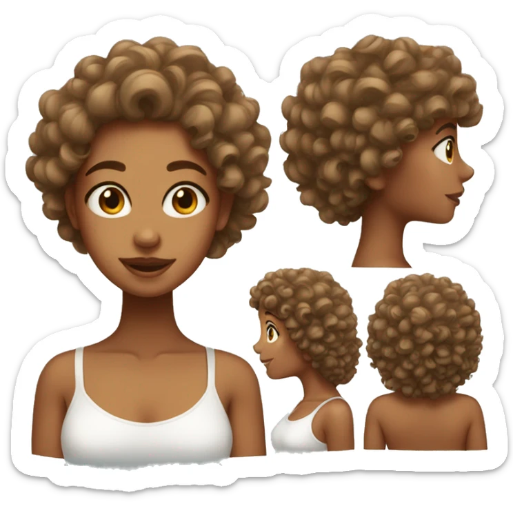 Tan skin girl with curly hair  sticker