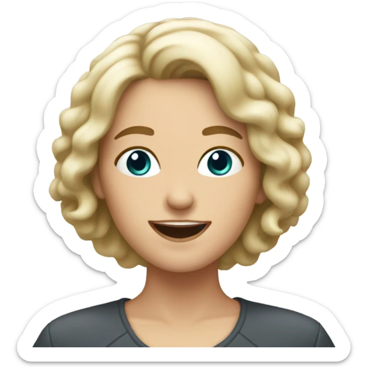 white woman with bob hair woman celebrating sticker