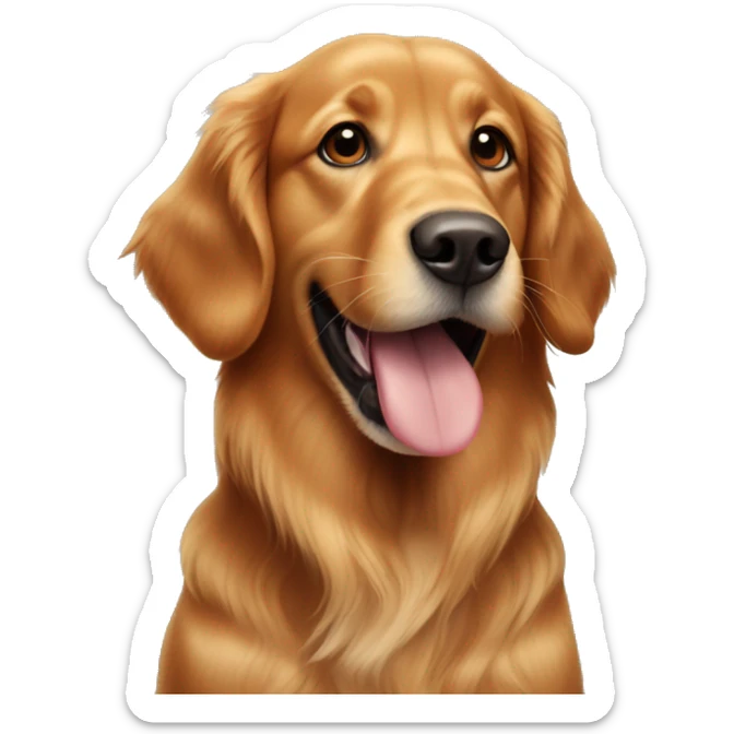 Red golden retriever with brown eyes and a black spot on the tip of her tongue  sticker