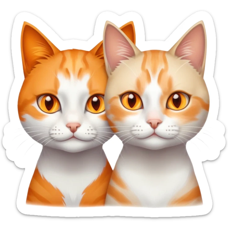 one orange creamy with orange eyes cat and one white with some gray stains on her face  sticker