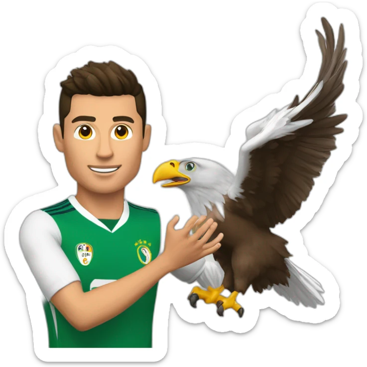 Cristiano Ronaldo qui fait l aigle à deux tête avec ses mains sticker