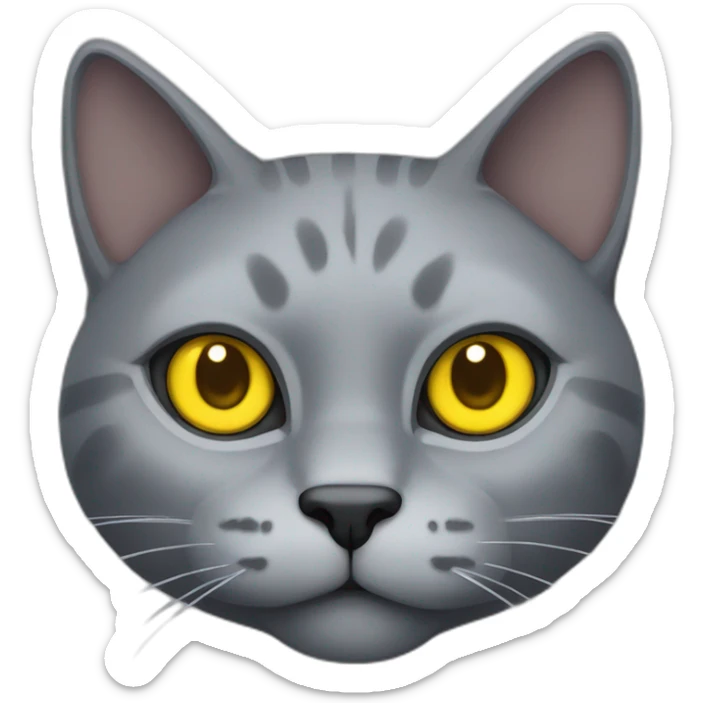 Head of gray cat with yellow eyes looking at you really brutal sticker