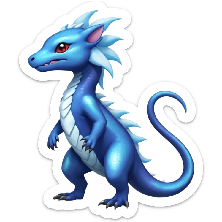 White glossy soft silky furry iridescent Salandit-Litleo-Absol-Shinx-fusion-hybrid, full body sticker