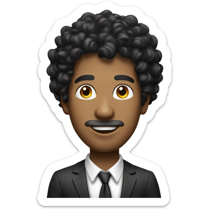 Man with black curly hair winning lots of money sticker