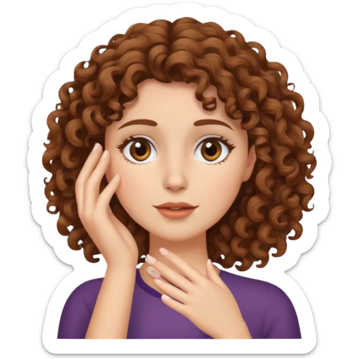 Female face palm with fair skin and brown curly hair  sticker