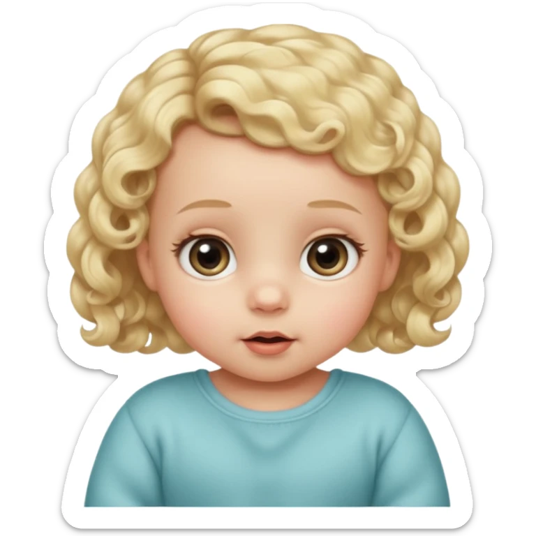 The head of a cherubic infant baby with a single curl tuff of hair and big dreamy eyes and extra long eyelashes sticker