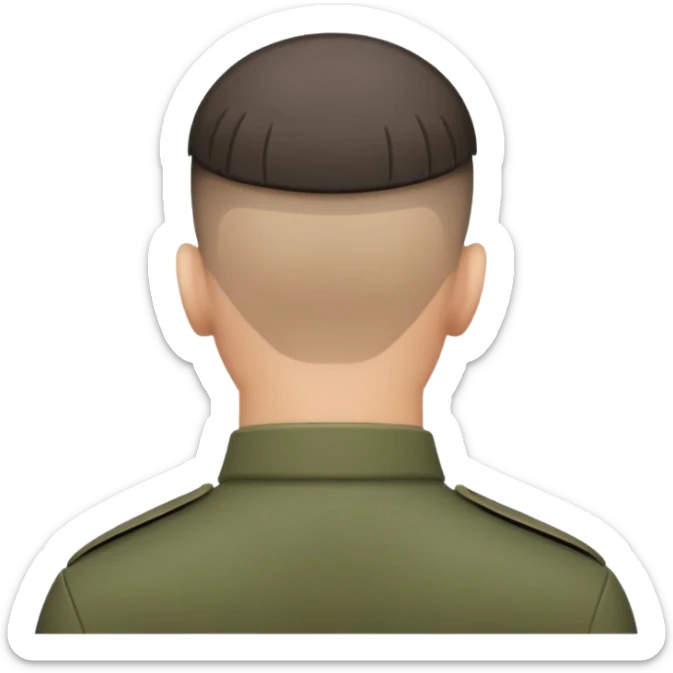 back of soldier's head with military haircut, seen from behind sticker