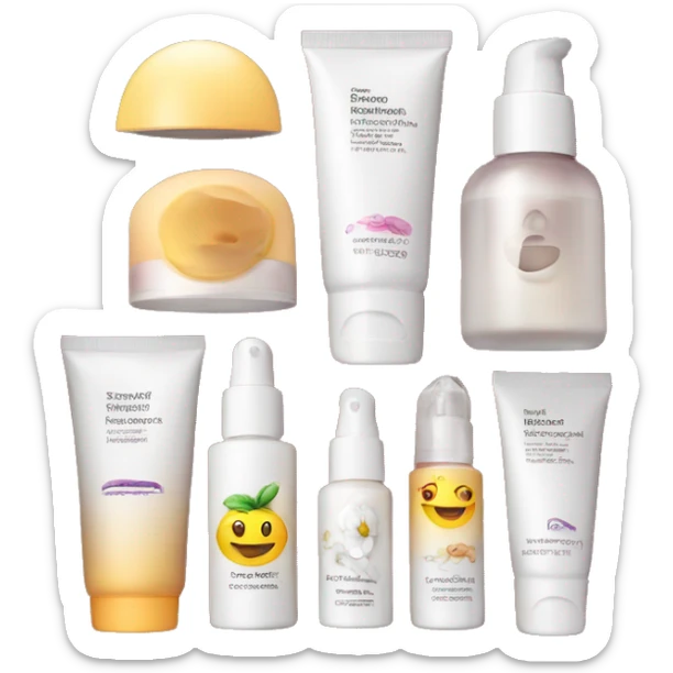 Skincare essentials in box sticker