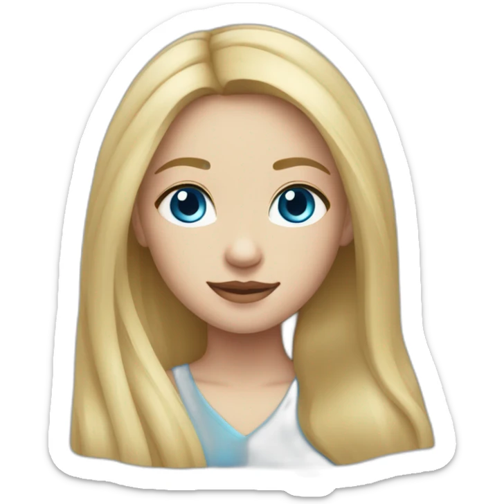 Young very light skin girl Blonde and straight hair with blue eyes sticker