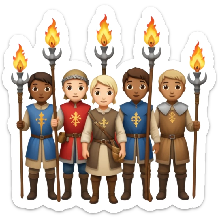 les villageois qui certains ont des fourches + torches (pas des fourches enflammer!) sapé en moyen age sticker