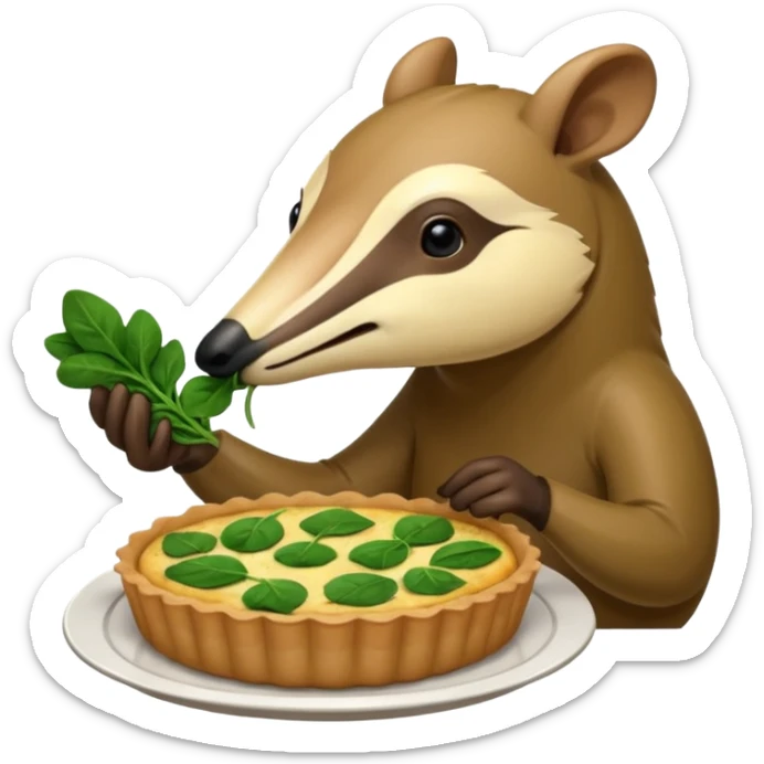 An anteater Eating spinach quiche sticker
