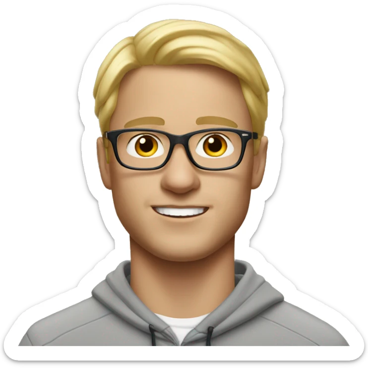 Man, Blond hair, airpods in the ears, glasses and nike hoodie sticker