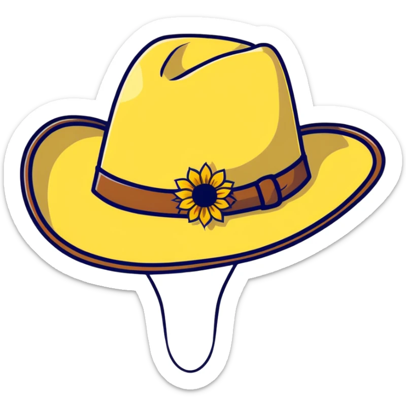 Cowgirl hat with sunflowers, western style hat with yellow flowers sticker