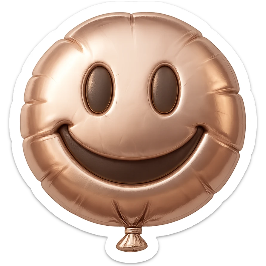 rose gold emoji, balloon style, inflated and shiny sticker