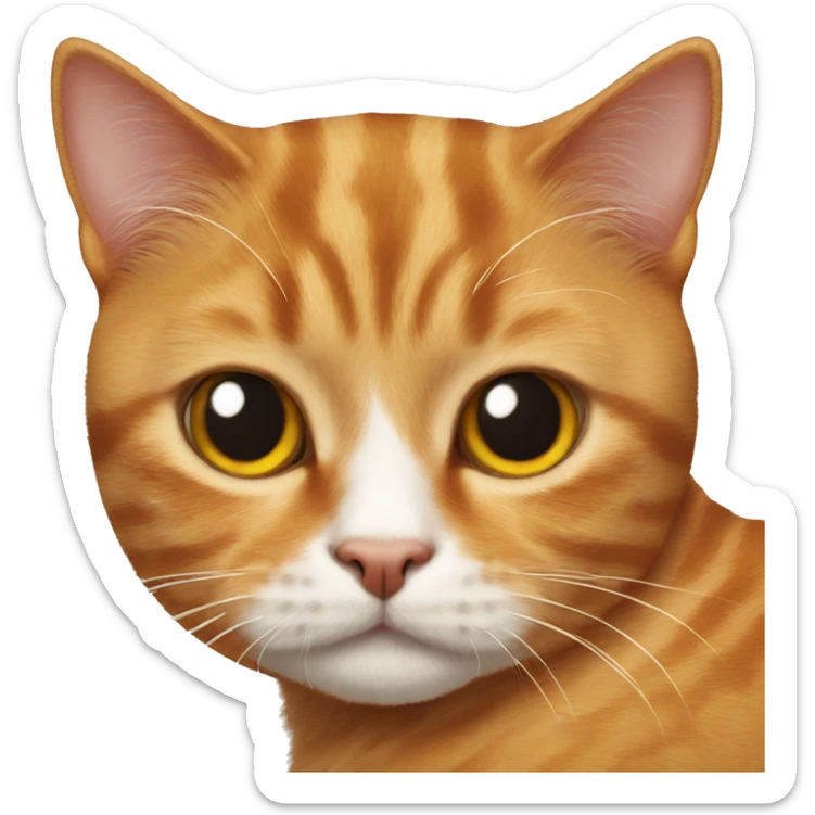 a Scottish ginger cat with a dark spot at the bottom of its nose sticker
