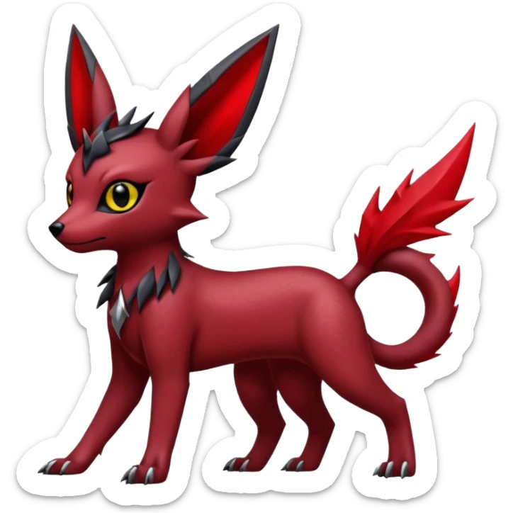  Shiny edgy dark gloomy red gothic cool badass emo-Poochyena-Umbreon-Salandit-Jolteon-fusion sticker