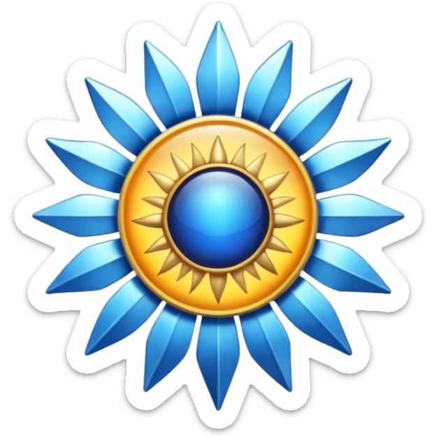 Verified badge with the body of a Sun ☀️ make the color blue and make sure they is no cartoon in it sticker
