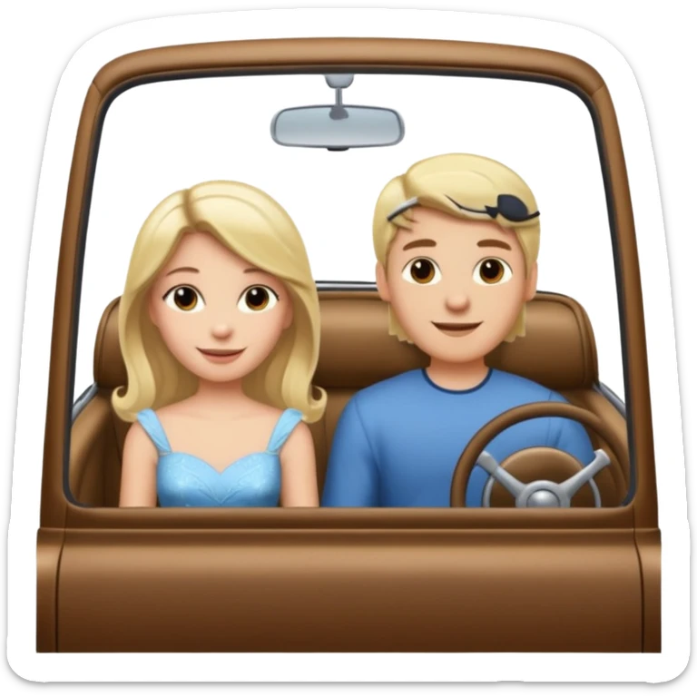 Blonde Passenger princess in car with brunette hair boyfriend sticker