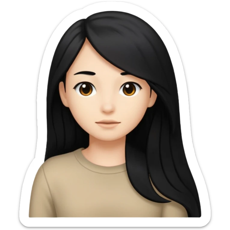  pero cámbiale el pelo largo por uno corto no tan corto que le llegue a los hombros pero con el pelo negro  sticker