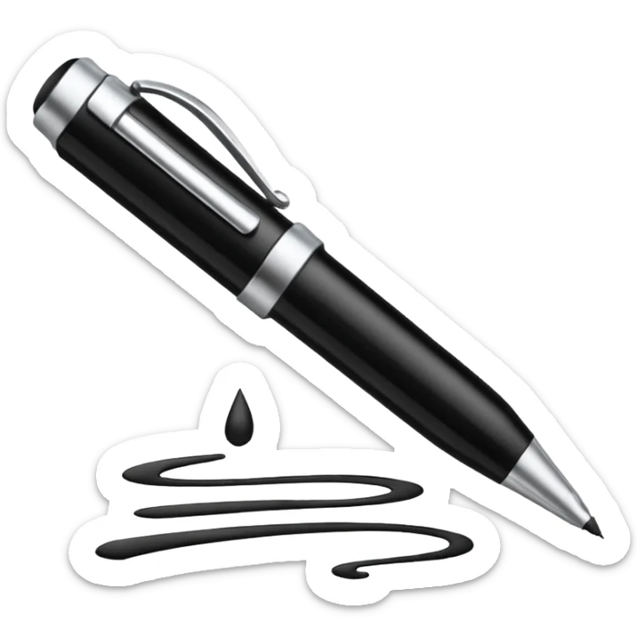 Emoji iOS d’une signature manuscrite : un petit gribouillage fluide au trait fin, style signature rapide au stylo. sticker
