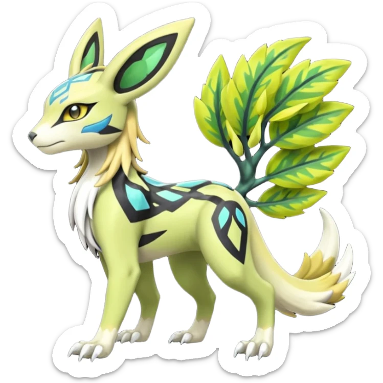  Exotic Planty Meloetta-Zygarde-Zeraora-Renamon-Protogen-Palkia-hybrid-fusion-Fakémon-creature, full body sticker