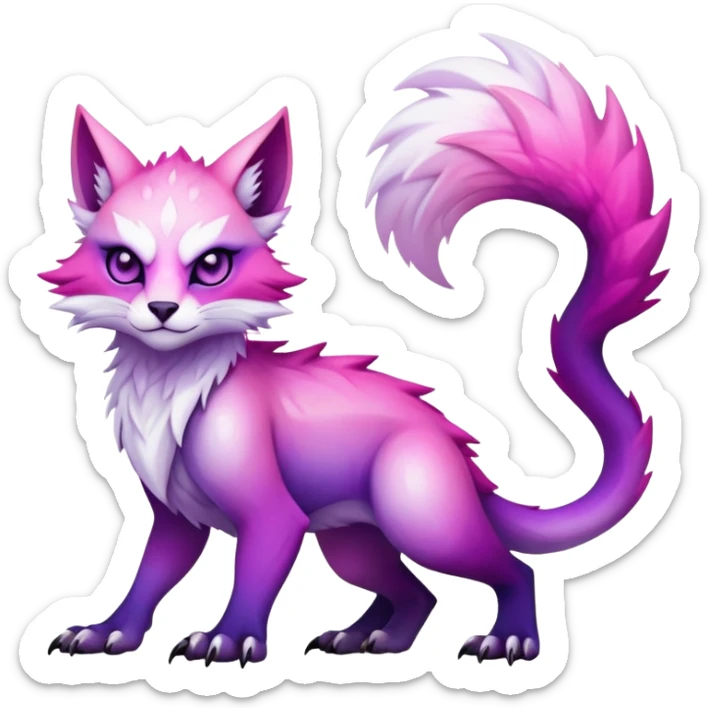 Cool Edgy Purple-pink-white-gradient ethereal badass Fionbri-Vernid-Trico-animal-creature full body sticker