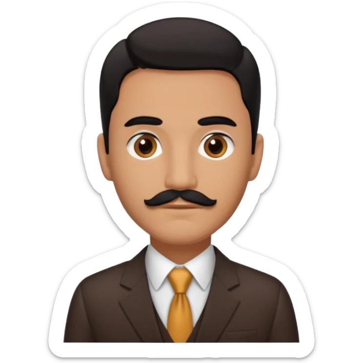 Jorge Palomino Y Cañedo with brown eyes, black hair and thin mustache, dark brown suit  sticker