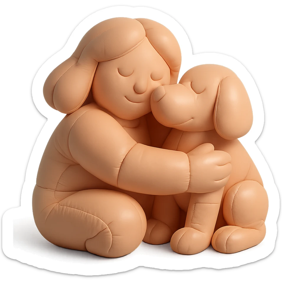 Woman hugging dog sticker