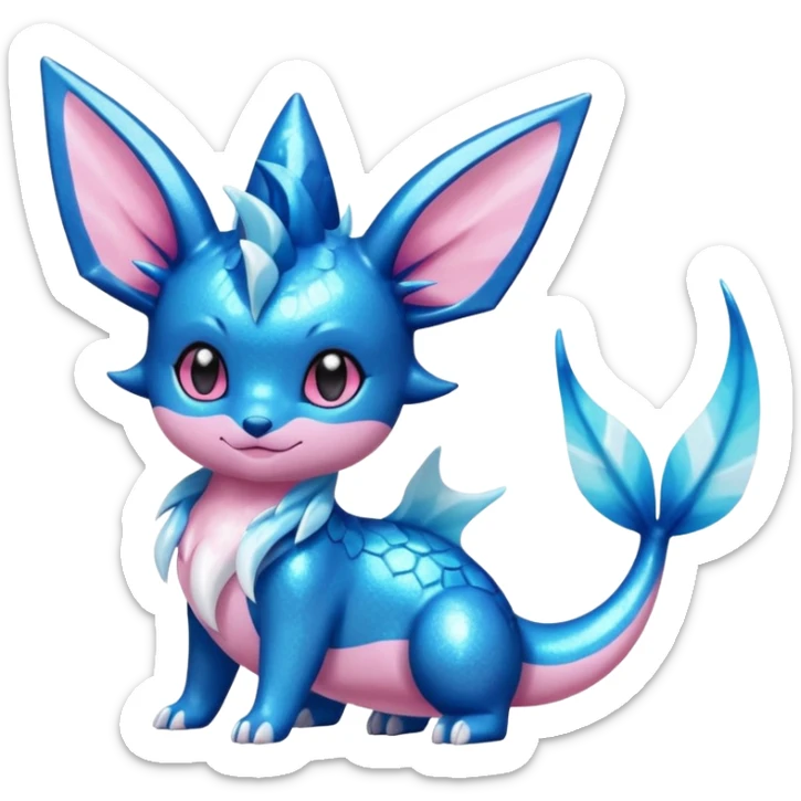 Black Oily Smooth Glossy Glittery Scaled Shiny  Vaporeon-Glaceon-Sylveon-Amaura-Fakémon-fusion sticker