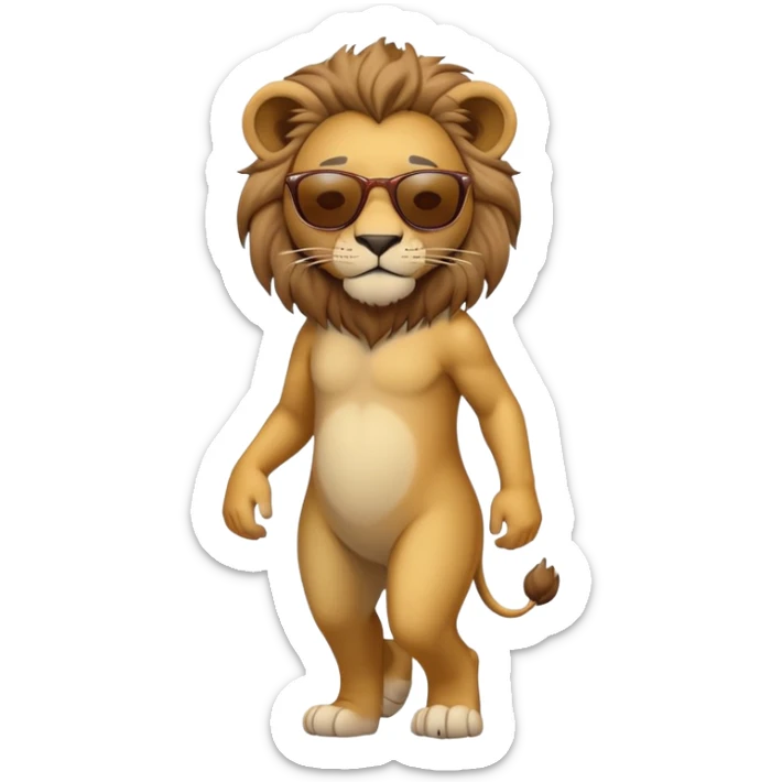 anthropomorphised lion in casual dress wearing sunglasses walking upright sticker